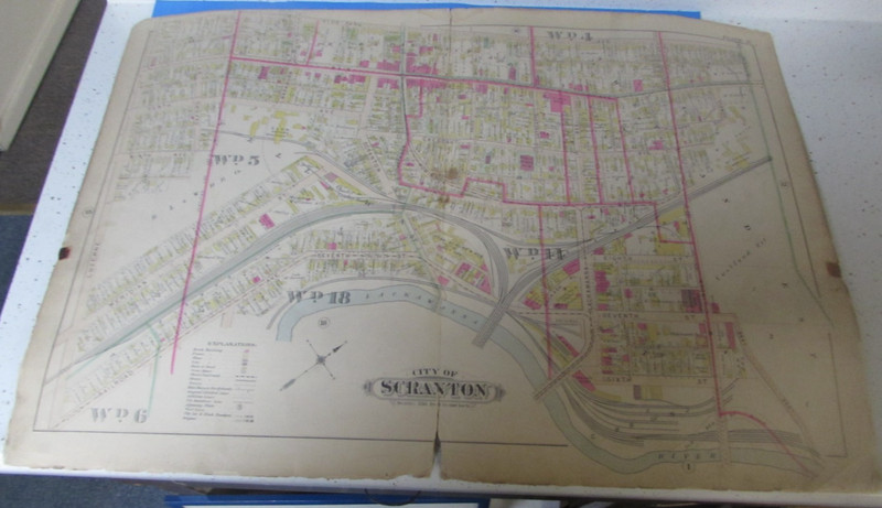 1898 SCRANTON PA - (WARD 4,5,6,14,18)  - ATLAS PLATE 17 - 32 x 22 -CLOTH BACKING