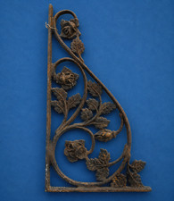 Vintage Cast Iron Corner Shelf Bracket Rose Design 18 x 10 inch Rustic Metal