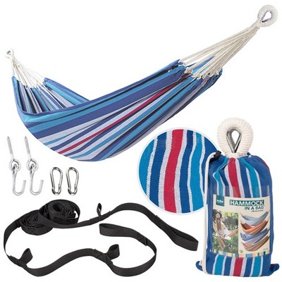 Bliss Hammocks Single Hammock with Rope Loops & Tree Straps, 220 lb, Patriot