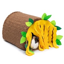 ORZECHKO Guinea Pig Hideout, Fleece Tunnel House Small Pet Cage Brown