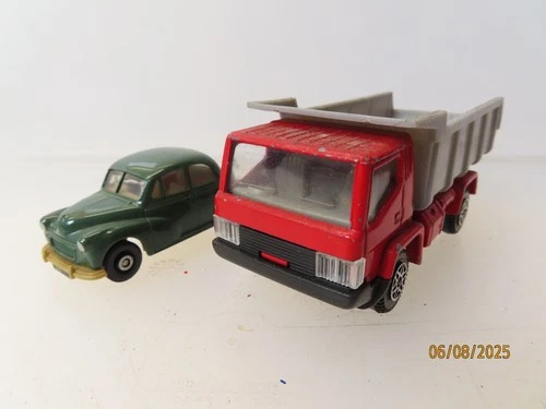 Dinky & Corgi Toys Tipper truck and Morris Minor  Vintage 1970s