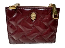 New  $75 Kurt Geiger London Quilted Leather Bi-Fold Mini Wallet Wine