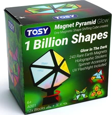 TOSY Magnet Pyramid Glow - 1 Cube Transforms into 1 Billion Shapes, 12 Pieces, 2