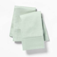 Threshold King Size 400TC Cotton Sateen Pillowcases - Silver Green