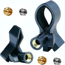 2 Pack Universal Microphone Clip Holder for Dynamic Condenser Mics - Adjustab