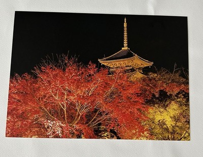 Toji Tempel Herbstblätter Postkarte 5-stöckige Pagodenbeleuchtung, Kyoto,...