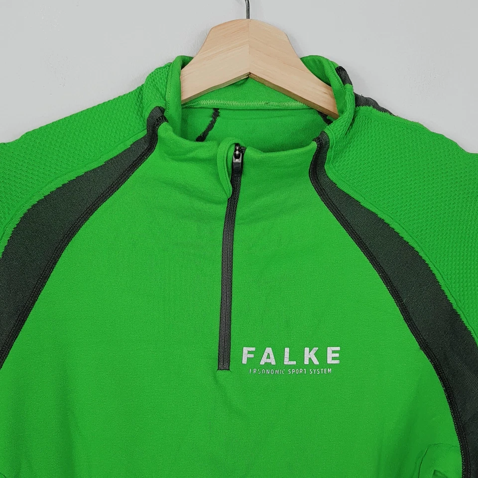 FALKE Mens Size M Green Long Sleeve Quarter Zip Ergonomic Sport System Top - image 2 of 4
