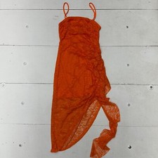 Shein Orange Sheer Floral Lace Spaghetti Strap Dress Womens Size Medium