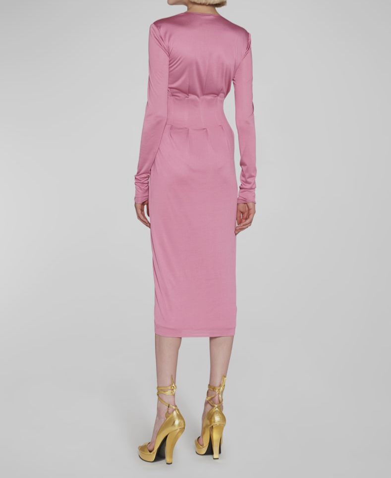 【送料&関税込】Tom Ford Wrap Silk Pink Dress $3250 Tom Ford Women's Pink Silk Draped Corset Wrap Dress
