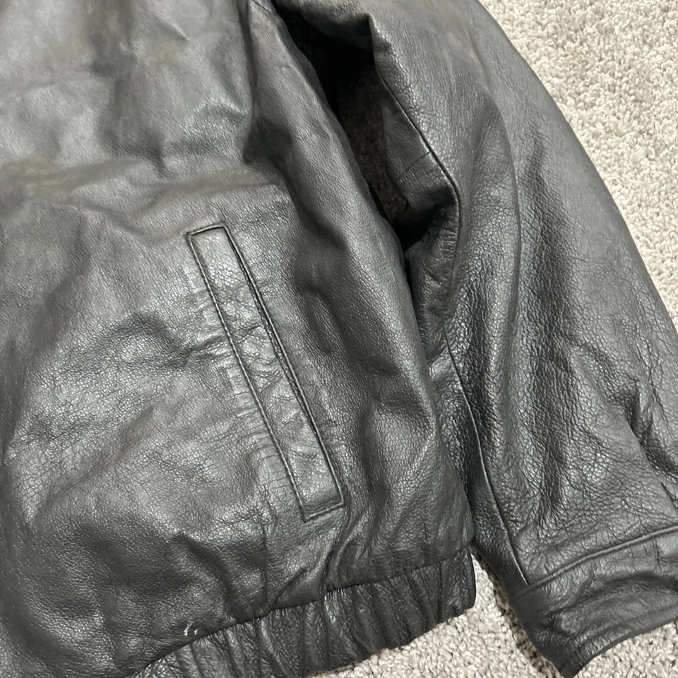 Chaqueta Bomber Croft & Barrow Cuero Grande Forrada Diamante Acolchada Cremallera Completa Para Hombre Foto 4 de 4