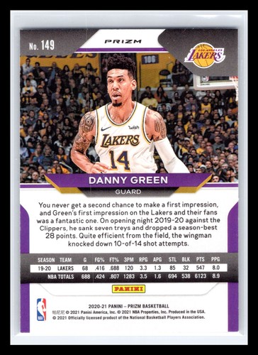 2020-21 Panini Prizm #149 Danny Green Red White & Blue Prizm LA LAKERS - Picture 2 of 2