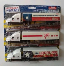 Lot Of 3 Diecast H-E-B HEB Truck Highway Hauler Tractor Trailers Toy 1/64 NEW