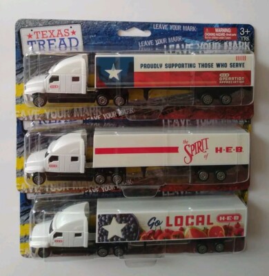 Lot Of 3 Diecast H-E-B HEB Truck Highway Hauler Tractor Trailers Toy  1/64  NEW