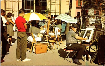 Postcard New York New York Greenwich Village Scene at Open Air Art Exhibition