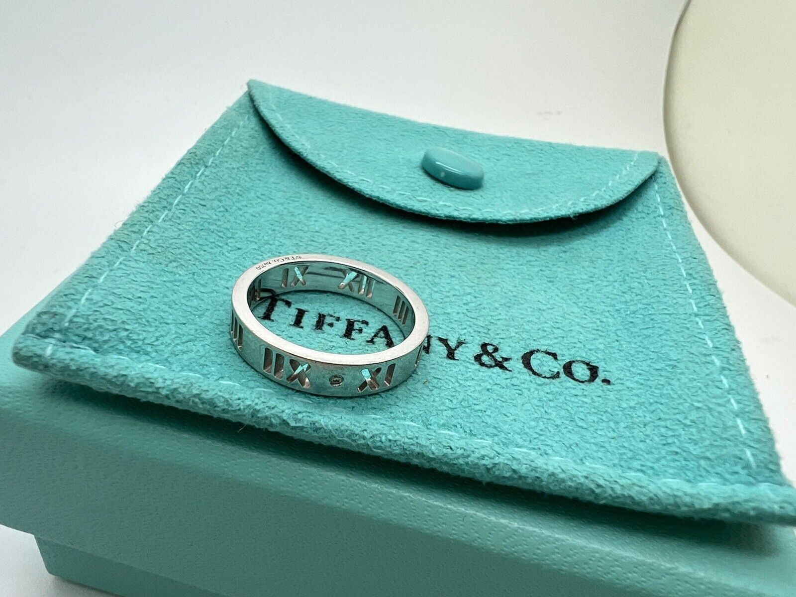 Atlas Tiffany & Co Roman Numerals Ring UK Size H Pinky Ring 