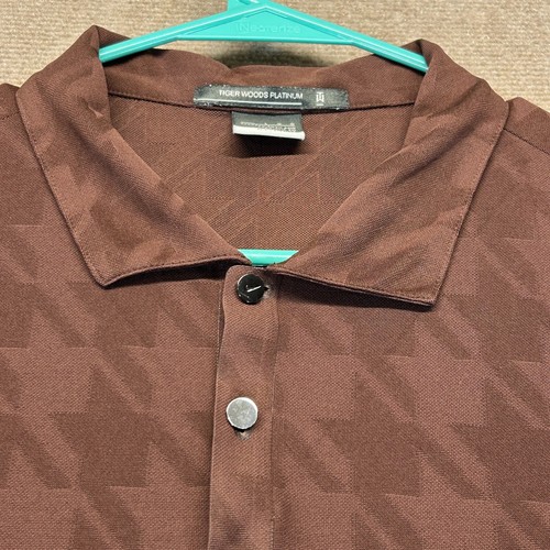 Polo Nike Tiger Woods Platinum uomo grande manica corta marrone pied de poule - Foto 3 di 11