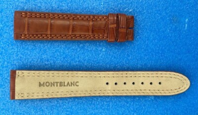 Montblanc 19 x 17 mm Brown Double Stich Watch Band  New Genuine