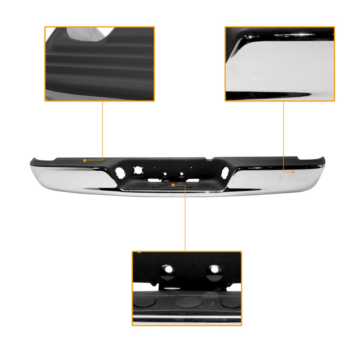 Chrome Rear Bumper Assembly for 2009-2018 Dodge Ram 1500 2010-2012 2500 3500