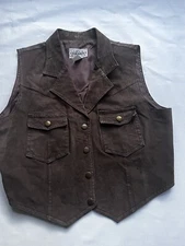 Idea Nuova Genuine Suede Leather Vest Women’s Size  M/L Western Cow Girl