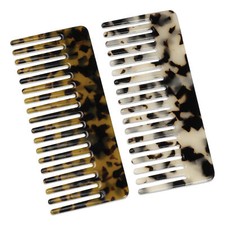 2pcs Acetate Large Wide Comb for Curly Wet Hair Beige Brown Black 4.61"x1.97"