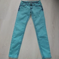 HYDRAULIC JEANS BAILEY SUPER SKINNY Womens 5/6 Stretch Green/Blue Sea Foam 