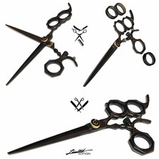 6.5" Pro Level Extra Long Sharp Blade Barbershop Salon Scissors Shears in Black