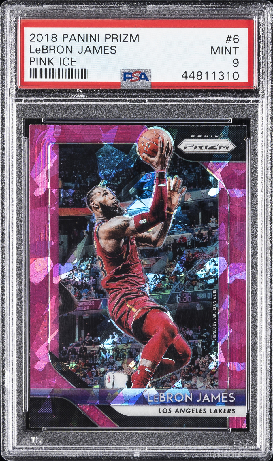 2018 PANINI PRIZM PINK ICE #6 LEBRON JAMES PSA 9