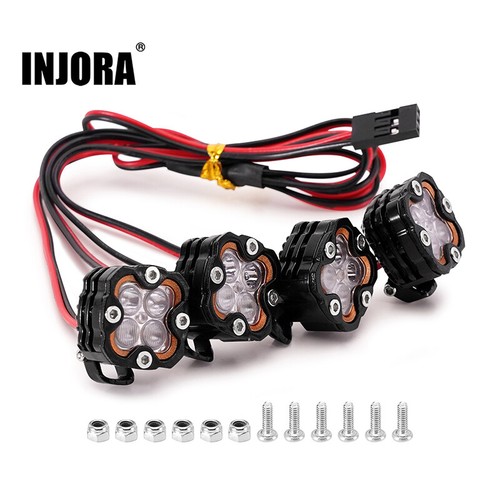 INJORA quadratische LED-Leuchten für 1/10 1/8 RC Auto (Aluminium, weiß) - Bild 1 von 8