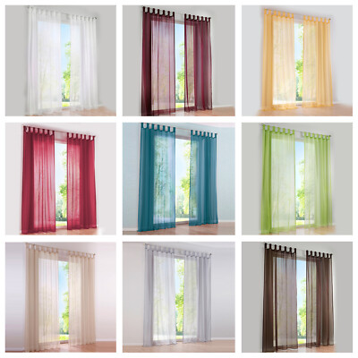 Vorhänge Gardinen Wohnzimmer Schlaufenschal Fenster Stores Voile Transparent