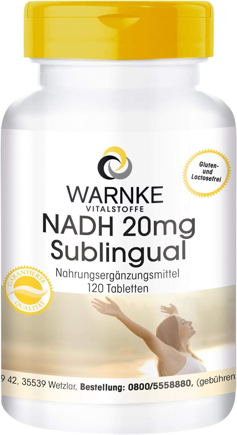 NADH 20mg Complément Alimentaire Végétalien Énergie Sublinguale Fatigue 120 Comprimés