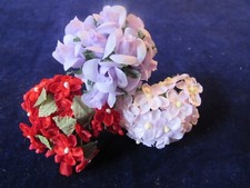 Vtg Craft Millinery Flower Collection Pink Red 1/2-1" Sm Blooms Korea H5199