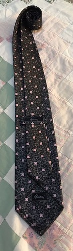 Brioni Black Silver Pink Floral Silk Mens 60 x 3.5” Neck Tie - Picture 4 of 7