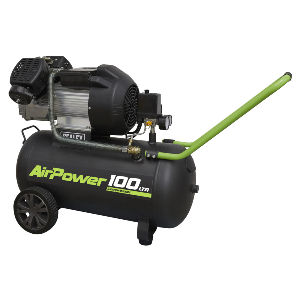 Air Compressor 100L V-Twin Direct Drive 3hp Workshop Tools Sealey SAC10030VE B