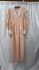 Vintage 1970s Maxi Dress Victorian Prairie Cottage Core Cotton Lace
