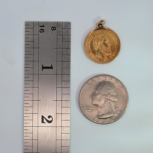1877 Germany / Prussia 5 Mark Gold Coin - Württemberg, Karl I, Rare Coin Pendant - Picture 3 of 4