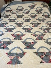  28 82x80  multicolor patchwork basket quilt preowned