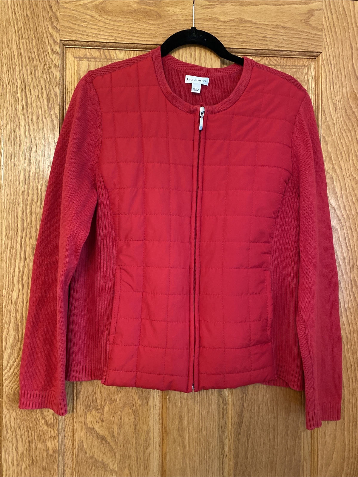 Women's Croft & Barrow Quilted Sweater Zipper Jacket … Gem