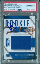 Kristaps Porzingis 2015 Threads Jersey RC Autograph PSA DNA Gem Mint 10 Auto
