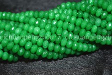 Faceted 4x6mm Green Jade Gemstone Rondelle Loose Beads 15'' Strand
