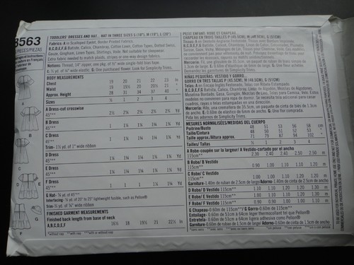 Simplicity pattern 1450 Child's dress, top, panties, cut complete, sizes 1/2-4 - Picture 2 of 2
