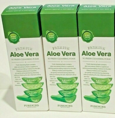 PURE MIND PREMIUM ALOE VERA SO FRESH CLEANSING FOAM MADE IN KOREA 3 BOTTLES