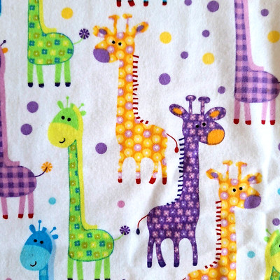 Giraffes On White Cuddle Prints Fabri-Quilt Cotton Flannel Fabric BTY DESTASH