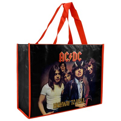 ACDC Laminated Shopping Bag Grocery Re-usable Fathers Day Man Cave Camping Gift