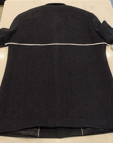 Chaps Wool Herringbone Charcoal Gray Peacoat Overcoat Tweed Top Coat Mens 44R - Picture 13 of 16