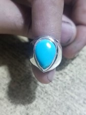 Natural Feroza Ring Mens Turquoise Ring Feroza Stone Ring Sterling Silver 925