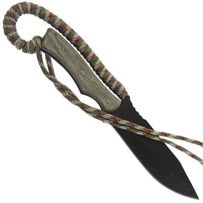 EA Taschenmesser Outdoor Gürtelmesser mit Scheide - Paracord & Holzgriff K-AZTEC