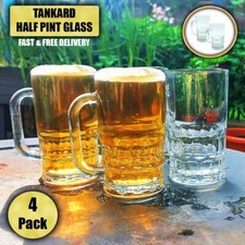 4-Pack Glass Half Pint Tankards - Ideal for Summer & Parties - Stylish Drinkware