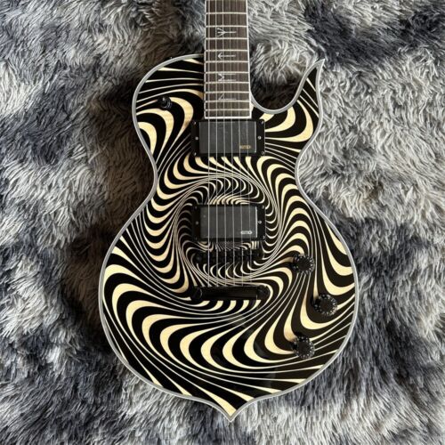 Custom Zakk Wylde Series Vortex pattern Electric Guitar black back maple neck - Afbeelding 1 van 9