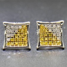 0.32 Ct Created Diamond  Sapphire 14K White Gold Over Kite Shaped Stud Earrings