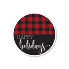 Happy Holidays Plaid Pattern Christmas Metal Sign